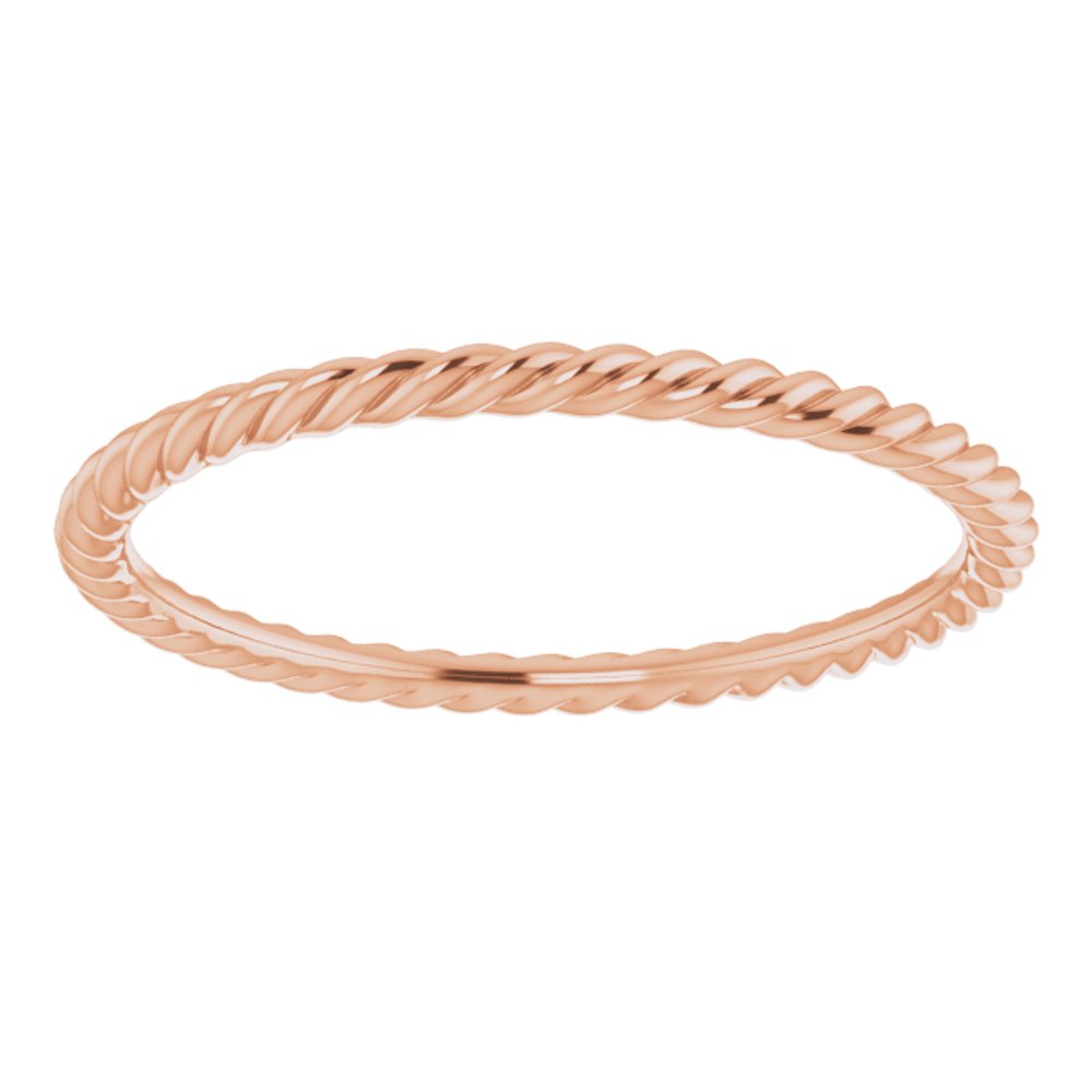 10K Rose Gold 1.3 mm Skinny Rope Band Size 8