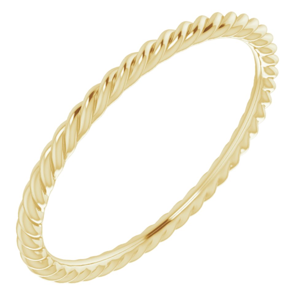 18K Yellow Gold 1.3 mm Skinny Rope Band Size 5.5