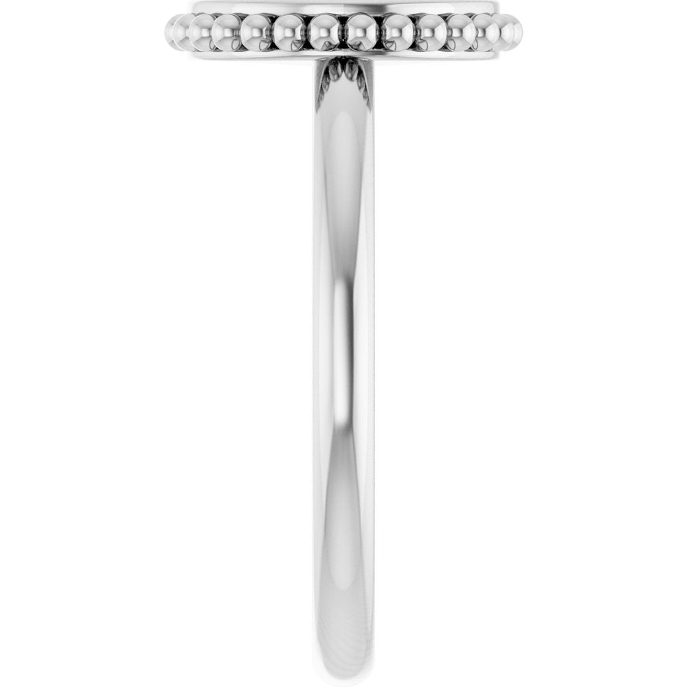 Sterling Silver Engravable Beaded Signet Ring