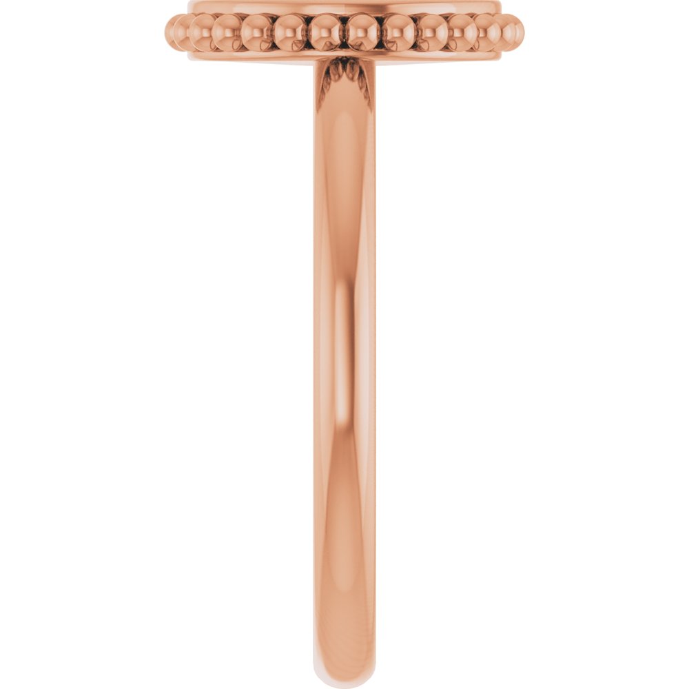 14K Rose Gold Engravable Beaded Signet Ring