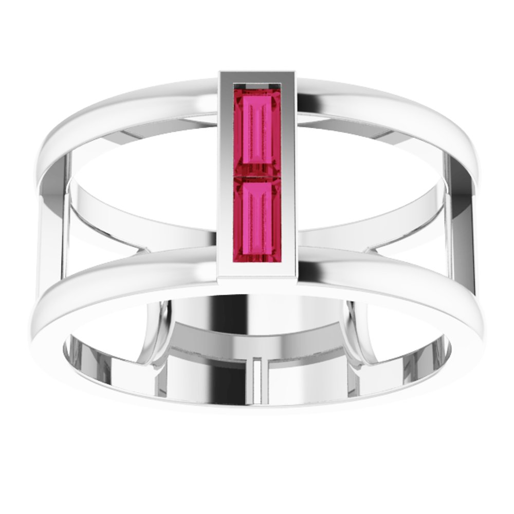 14K White Gold Natural Ruby Negative Space Ring