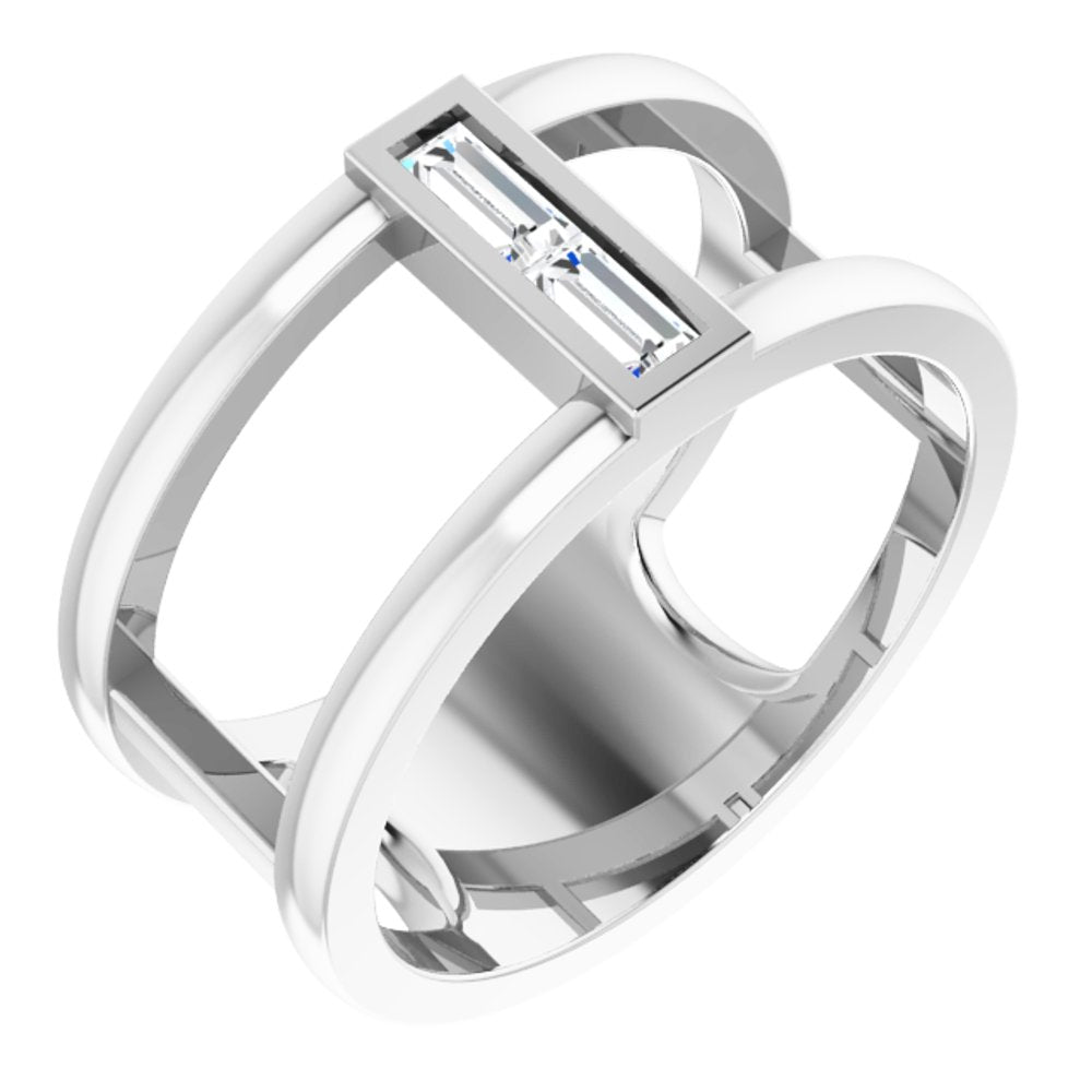 14K White Gold 1/4 CTW Natural Diamond Baguette Ring
