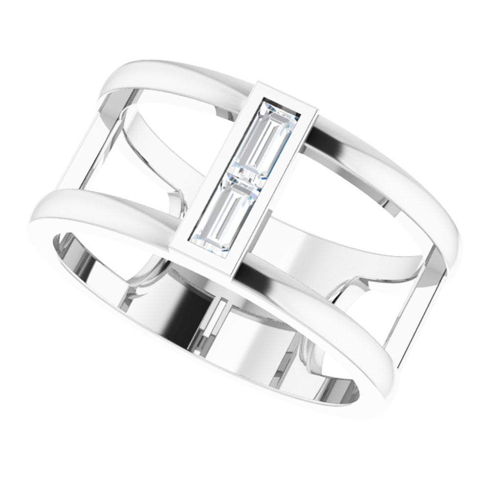 14K White Gold 1/4 CTW Natural Diamond Baguette Ring