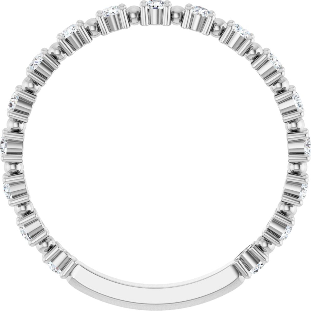 14K White Gold 1/3 CTW Natural Diamond Bead Anniversary Band