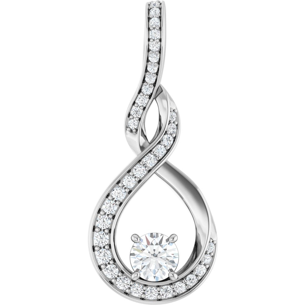 14K White 3/8 CTW Natural Diamond Pendant