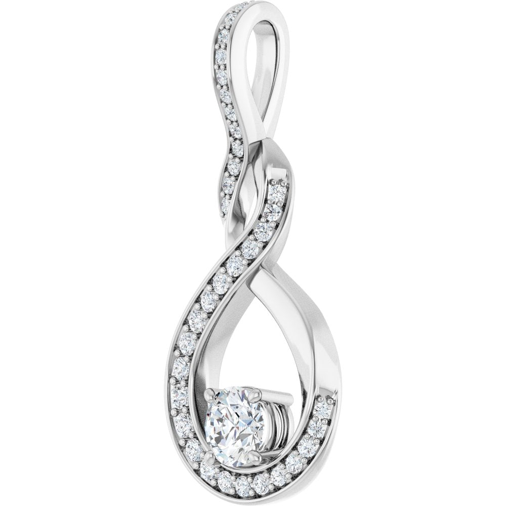 14K White 3/8 CTW Natural Diamond Pendant
