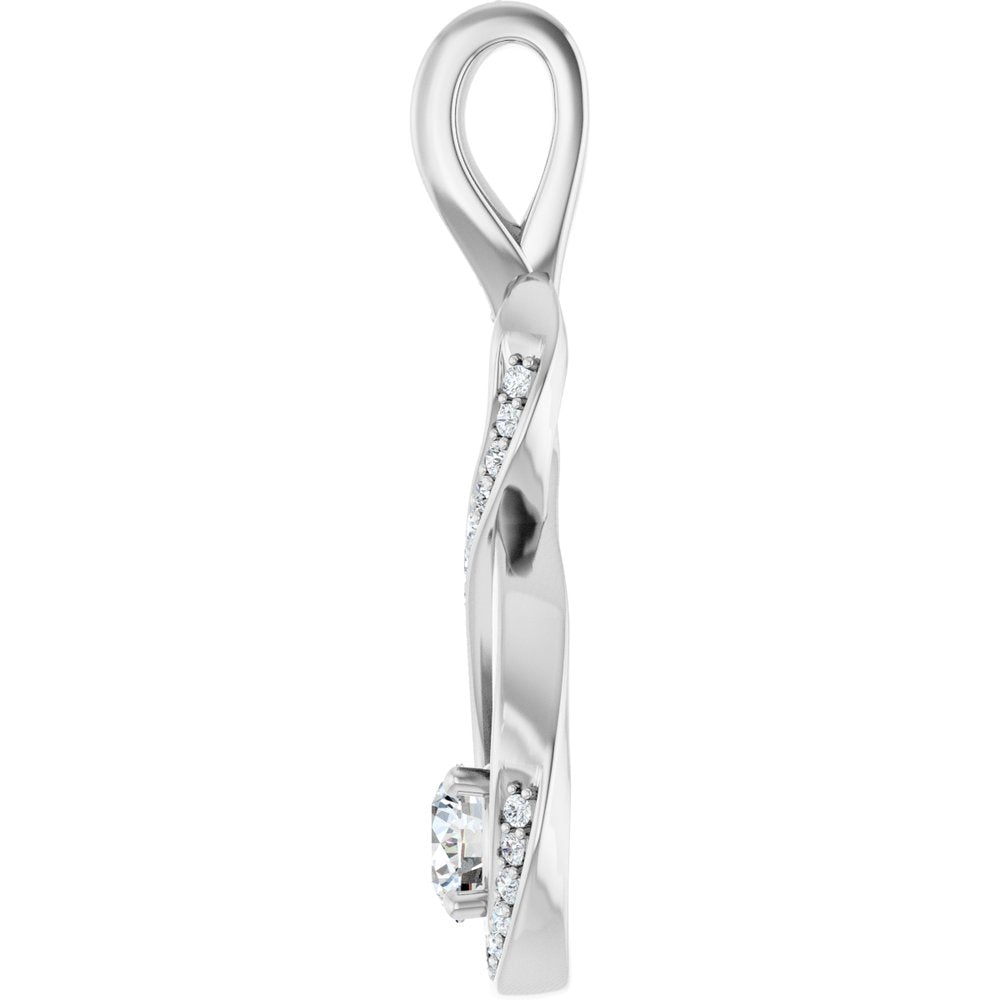 14K White 3/8 CTW Natural Diamond Pendant