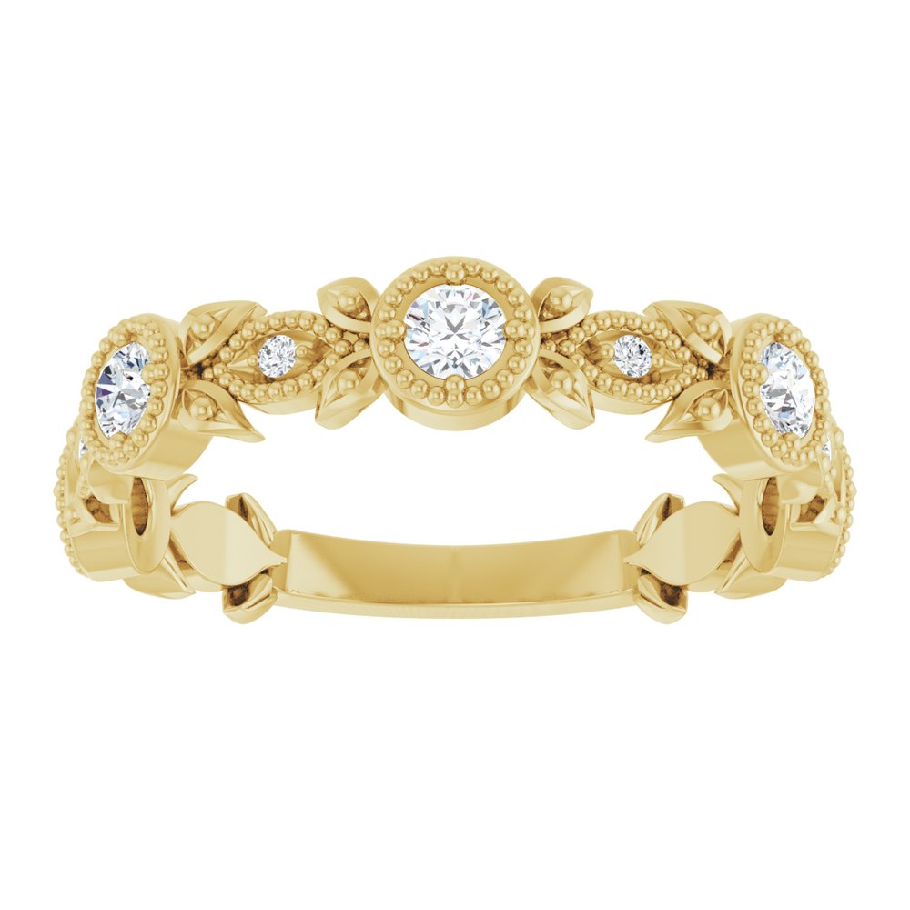 14K Yellow 1/3 CTW Natural Diamond Leaf Ring