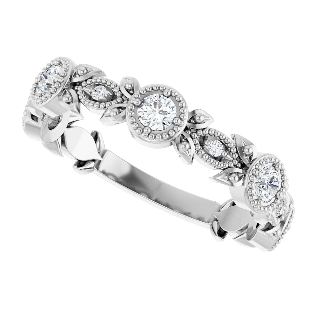 14K White Gold 1/3 CTW Natural Diamond Leaf Ring
