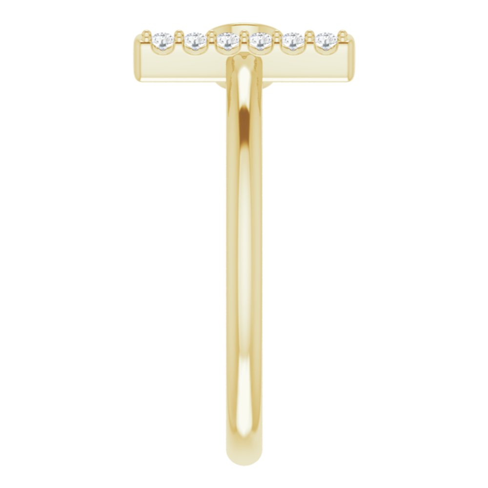 14K Yellow Gold Natural Aquamarine & .05 CTW Natural Diamond Bar Ring