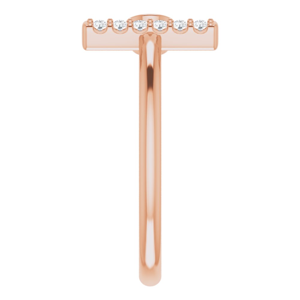 14K Rose Natural Citrine & .05 CTW Natural Diamond Bar Ring