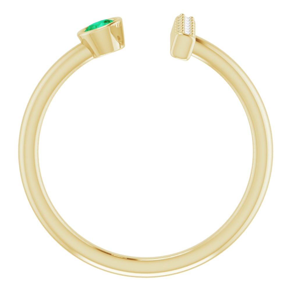 14K Yellow Gold Lab-Grown Emerald & .05 CTW Natural Diamond Bar Ring