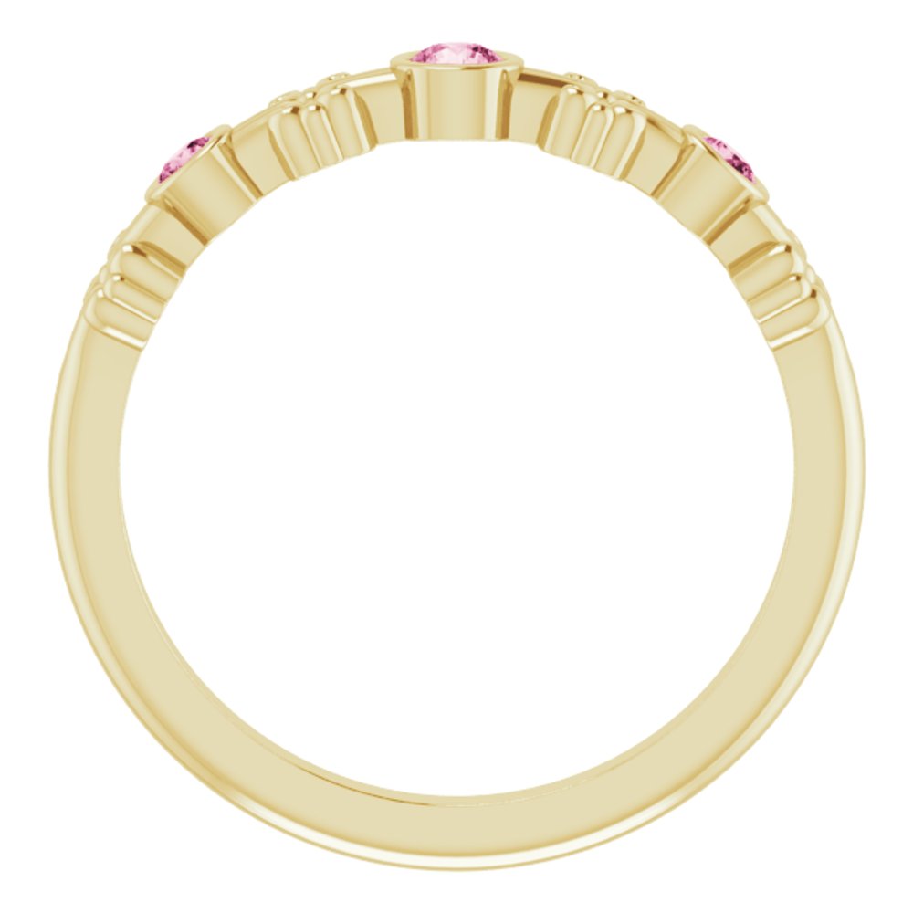 14K Yellow Gold Natural Pink Tourmaline Bezel-Set Ring