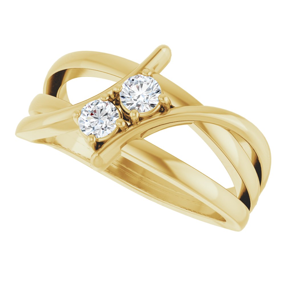 14K Yellow 1/4 CTW Lab-Grown Diamond Two-Stone Ring