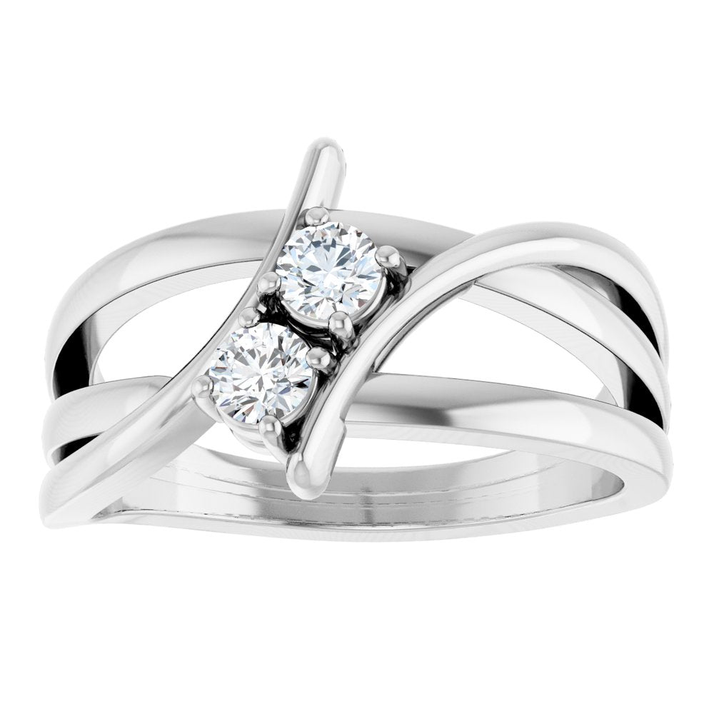 14K White Gold 1/4 CTW Lab-Grown Diamond Two-Stone Ring