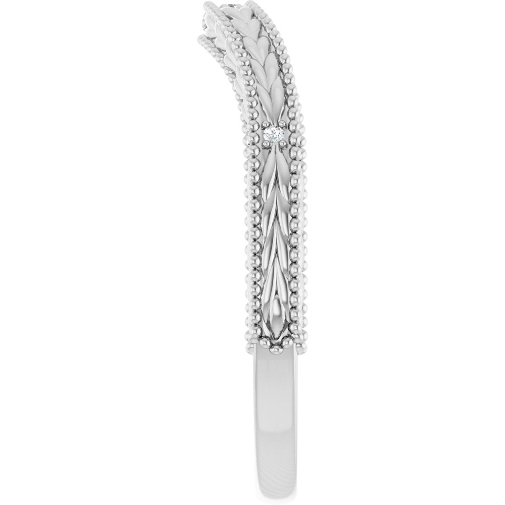 14K White Gold .03 CTW Natural Diamond Contour Band