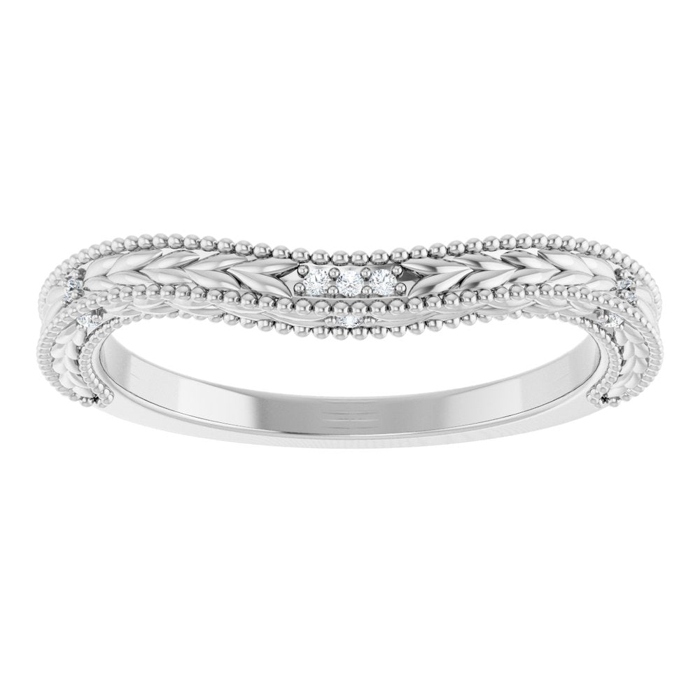 14K White Gold .03 CTW Natural Diamond Contour Band