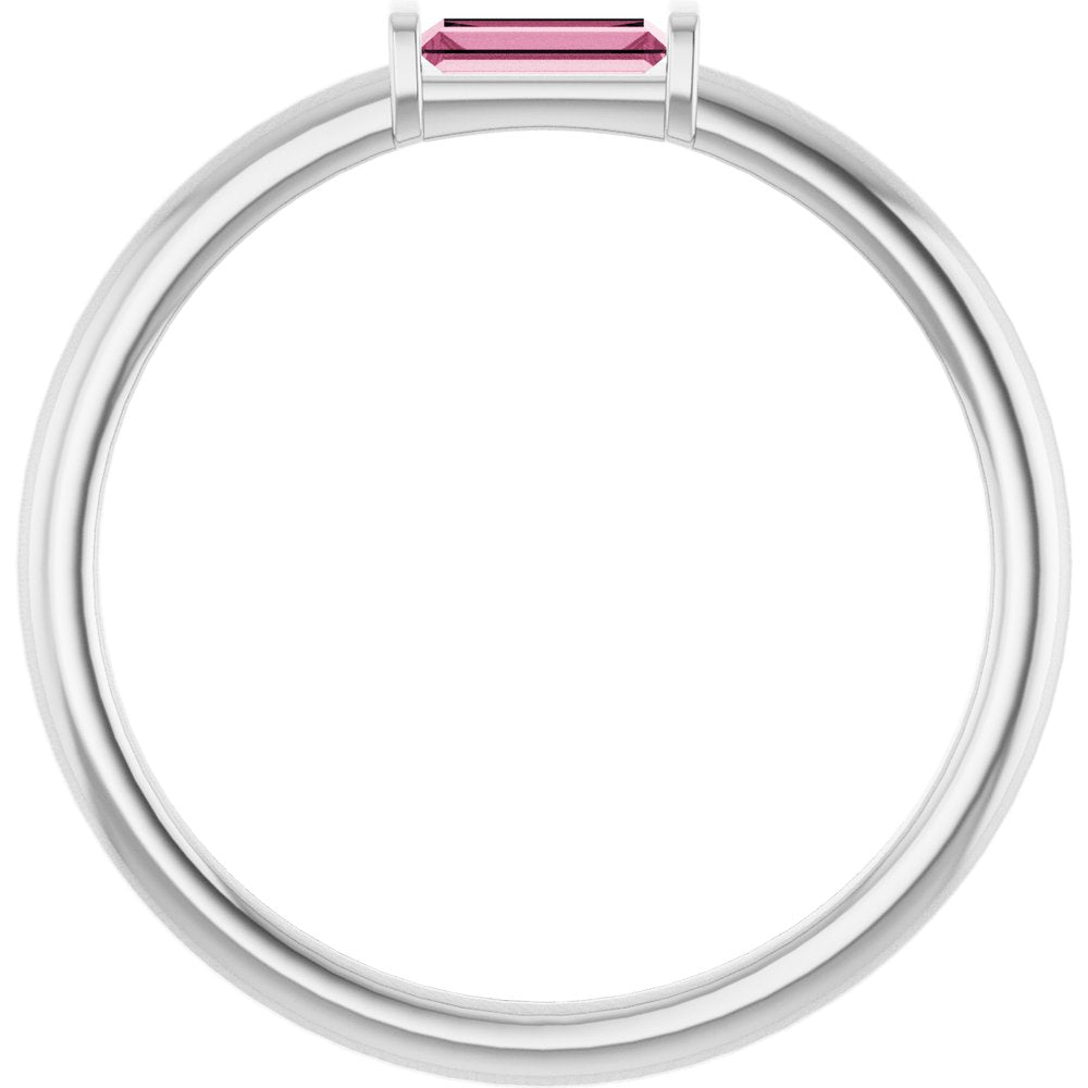 Sterling Silver Natural Pink Tourmaline Stackable Ring