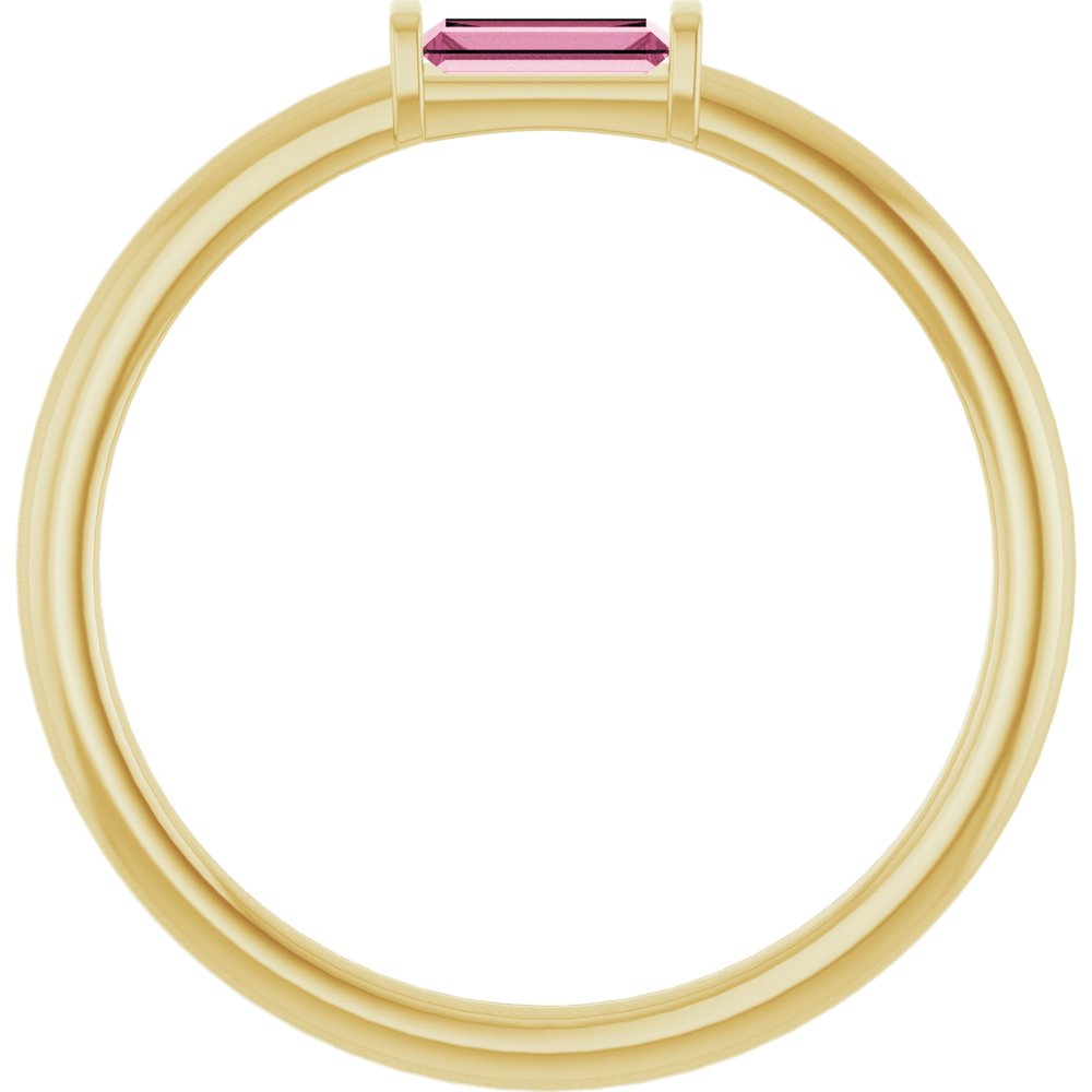 14K Yellow Gold Natural Pink Tourmaline Stackable Ring