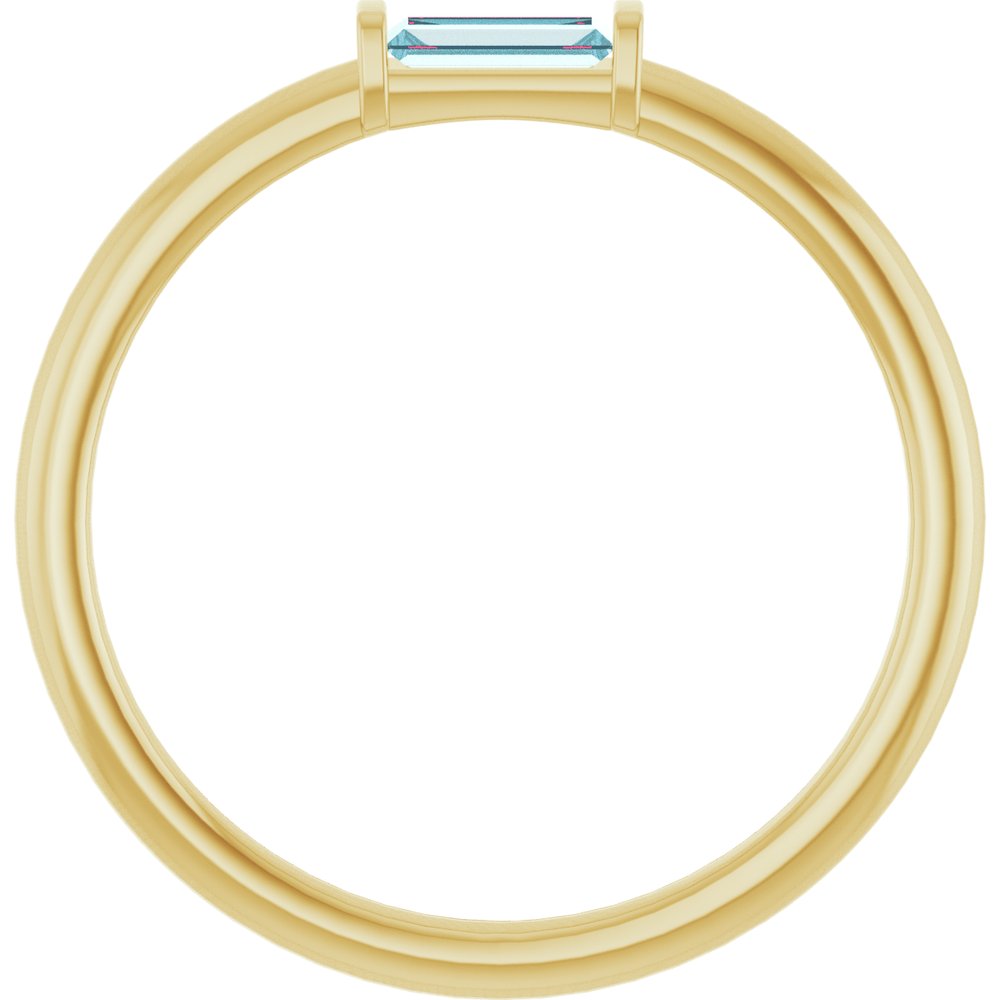 14K Yellow Gold Natural Sky Blue Topaz Stackable Ring