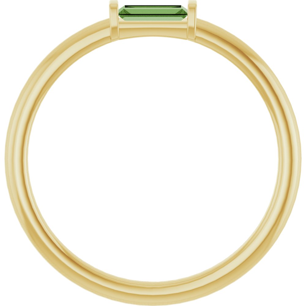 14K Yellow Gold Natural Green Tourmaline Stackable Ring