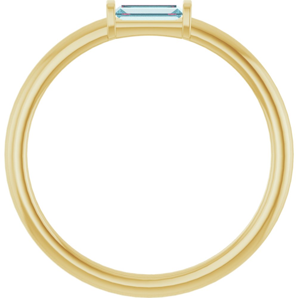 14K Yellow Gold Natural Sky Blue Topaz Stackable Ring