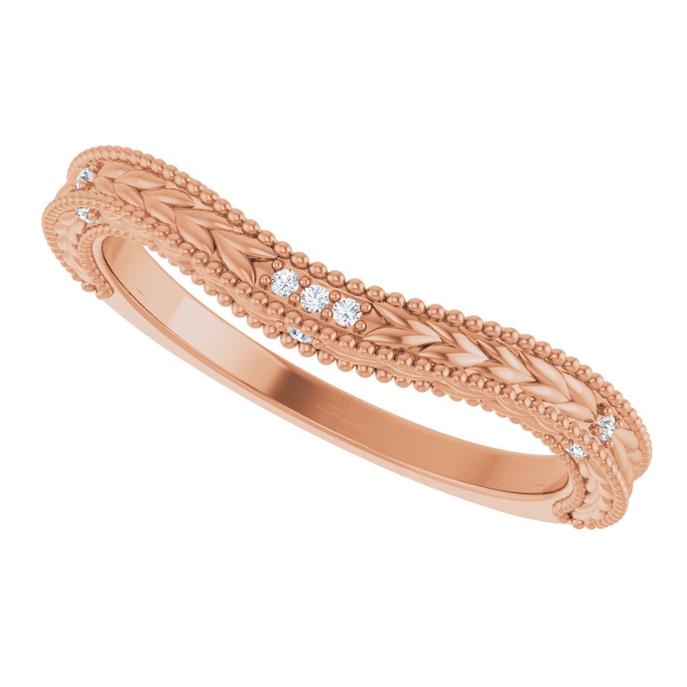 14K Rose .03 CTW Natural Diamond Contour Band