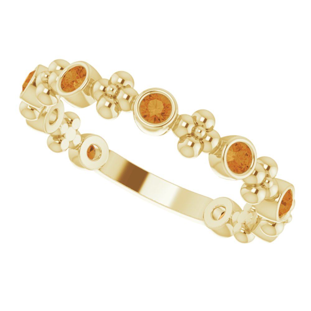 14K Yellow Gold Natural Citrine Beaded Ring
