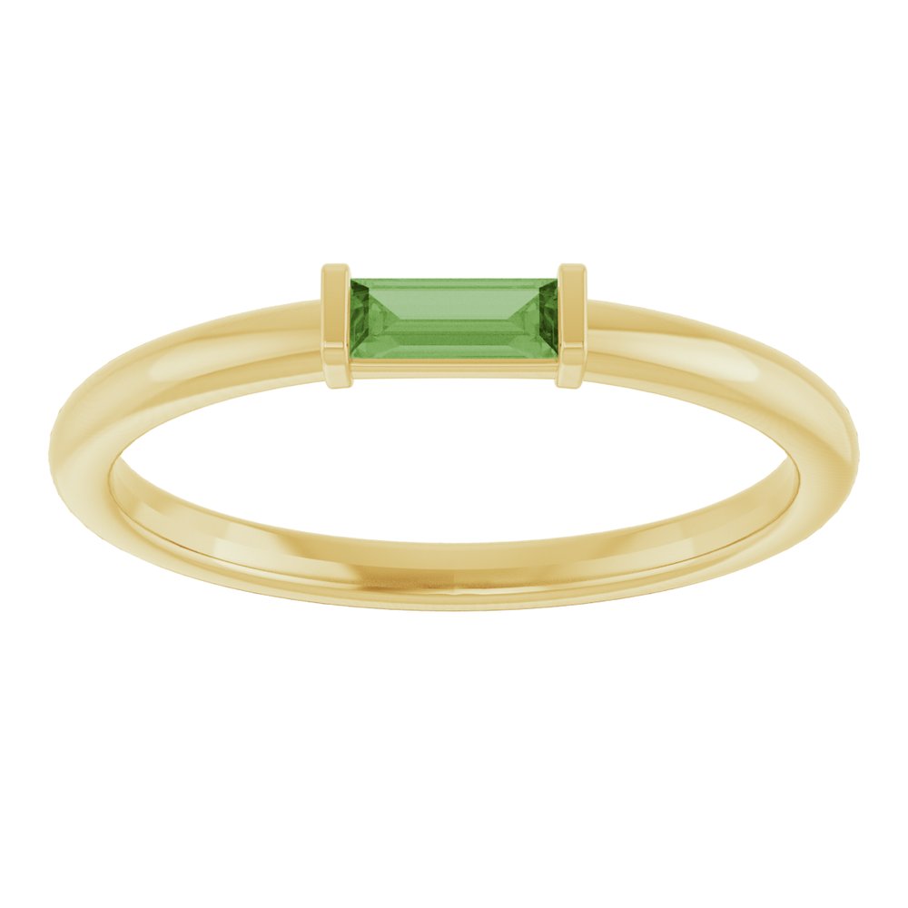 14K Yellow Gold Natural Green Tourmaline Stackable Ring