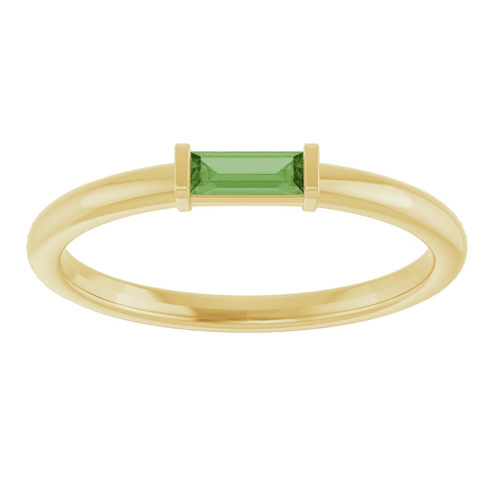 14K Yellow Gold Natural Green Tourmaline Stackable Ring