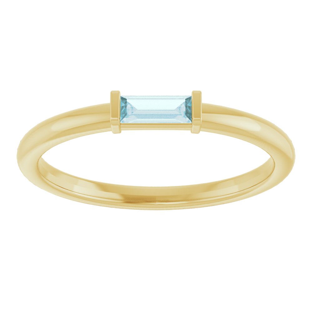 14K Yellow Gold Natural Sky Blue Topaz Stackable Ring