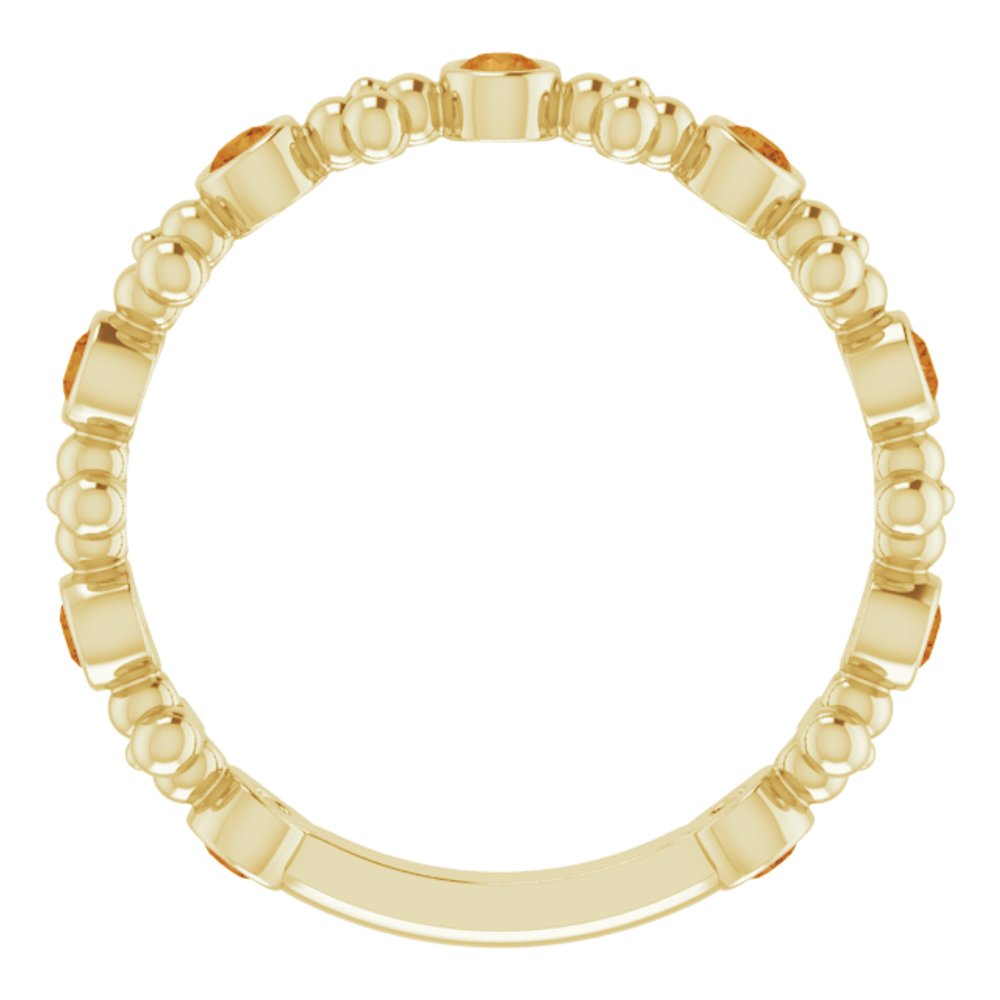 14K Yellow Gold Natural Citrine Beaded Ring