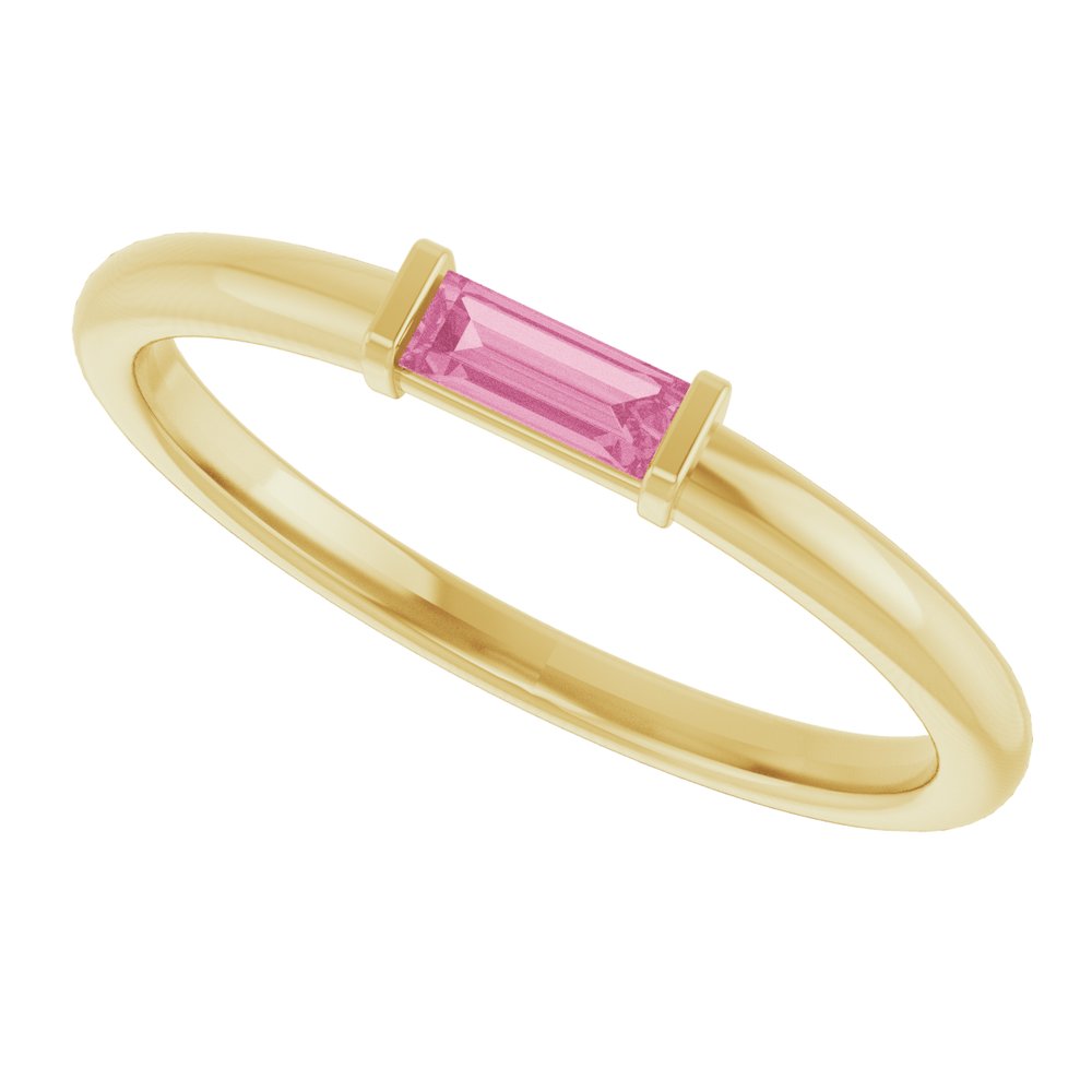 14K Yellow Gold Natural Pink Tourmaline Stackable Ring
