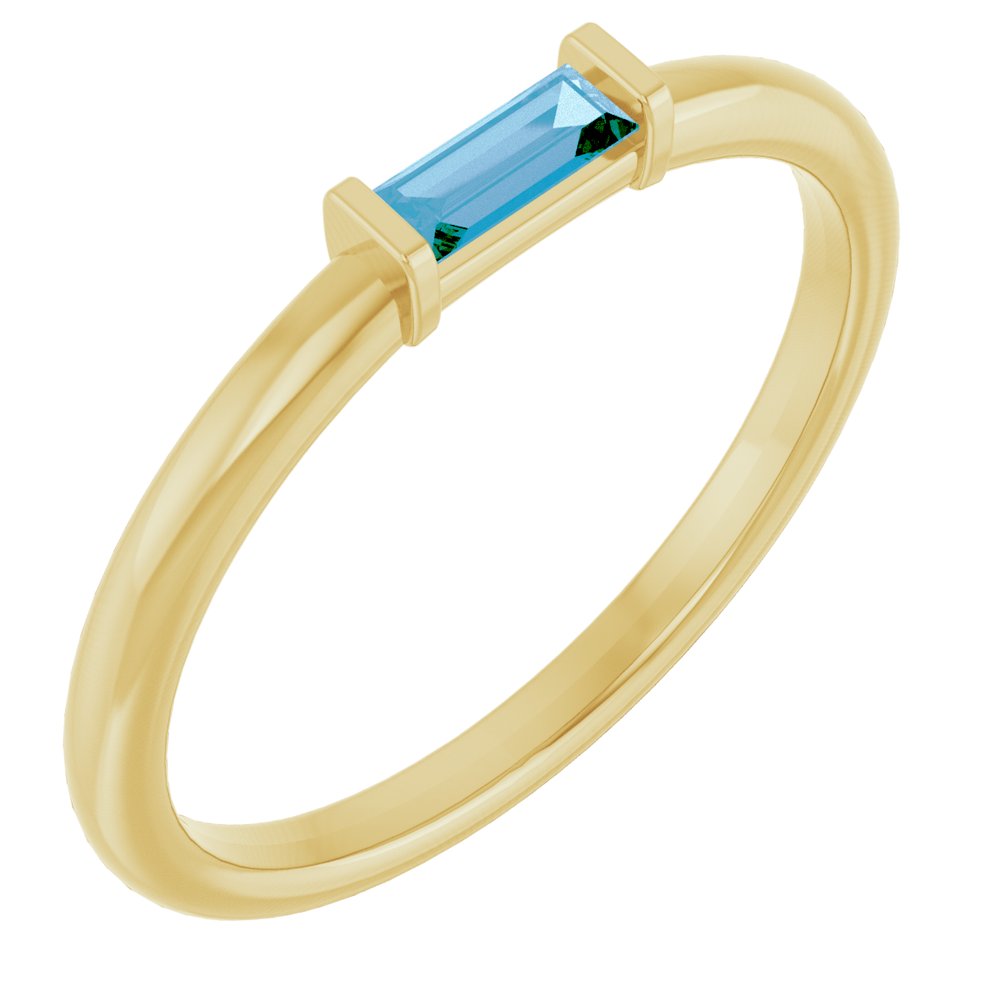 14K Yellow Gold Natural Swiss Blue Topaz Stackable Ring