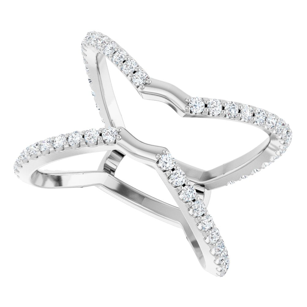 14K White Gold 5/8 CTW Natural Diamond Ring Guard
