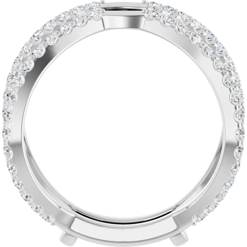 14K White Gold 5/8 CTW Natural Diamond Ring Guard