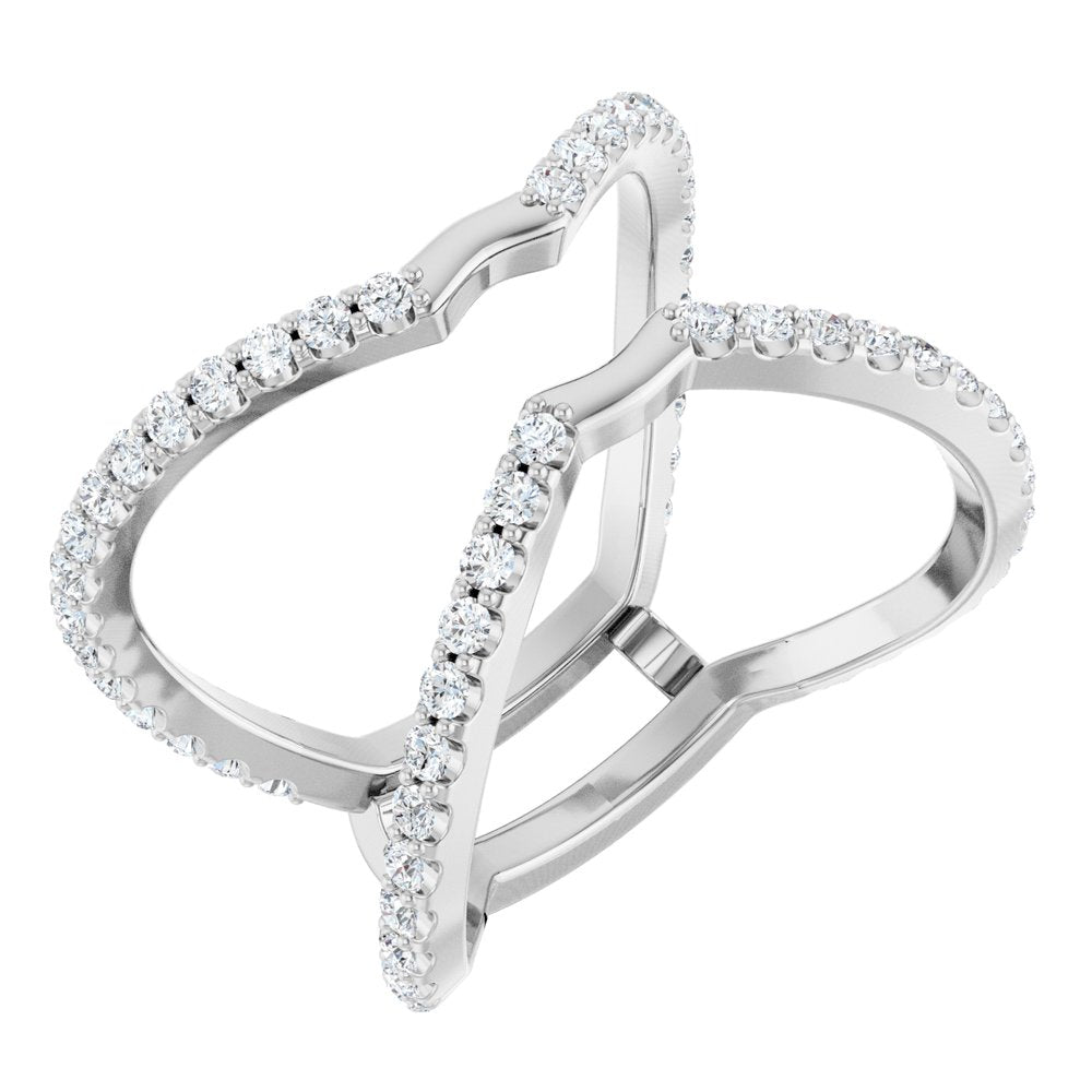 14K White Gold 5/8 CTW Natural Diamond Ring Guard