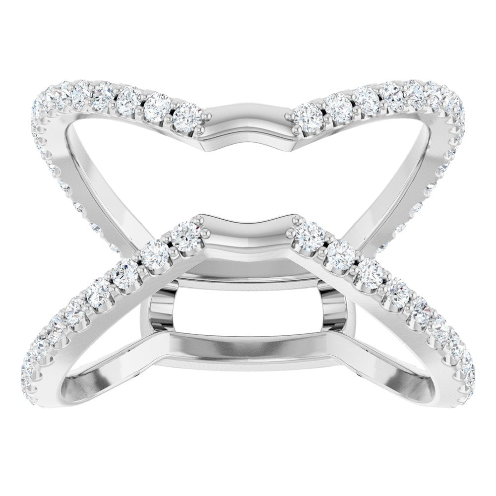 14K White Gold 5/8 CTW Natural Diamond Ring Guard