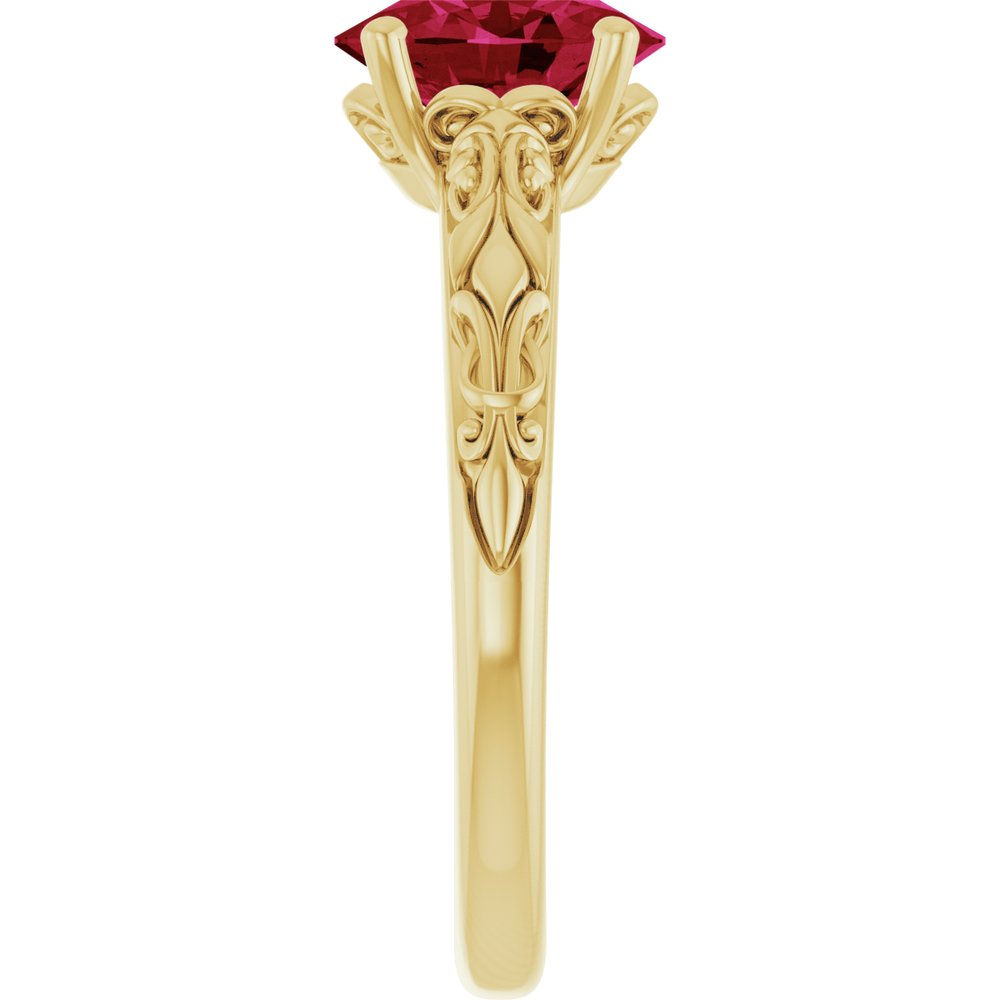 14K Yellow Gold Lab-Grown Ruby Ring