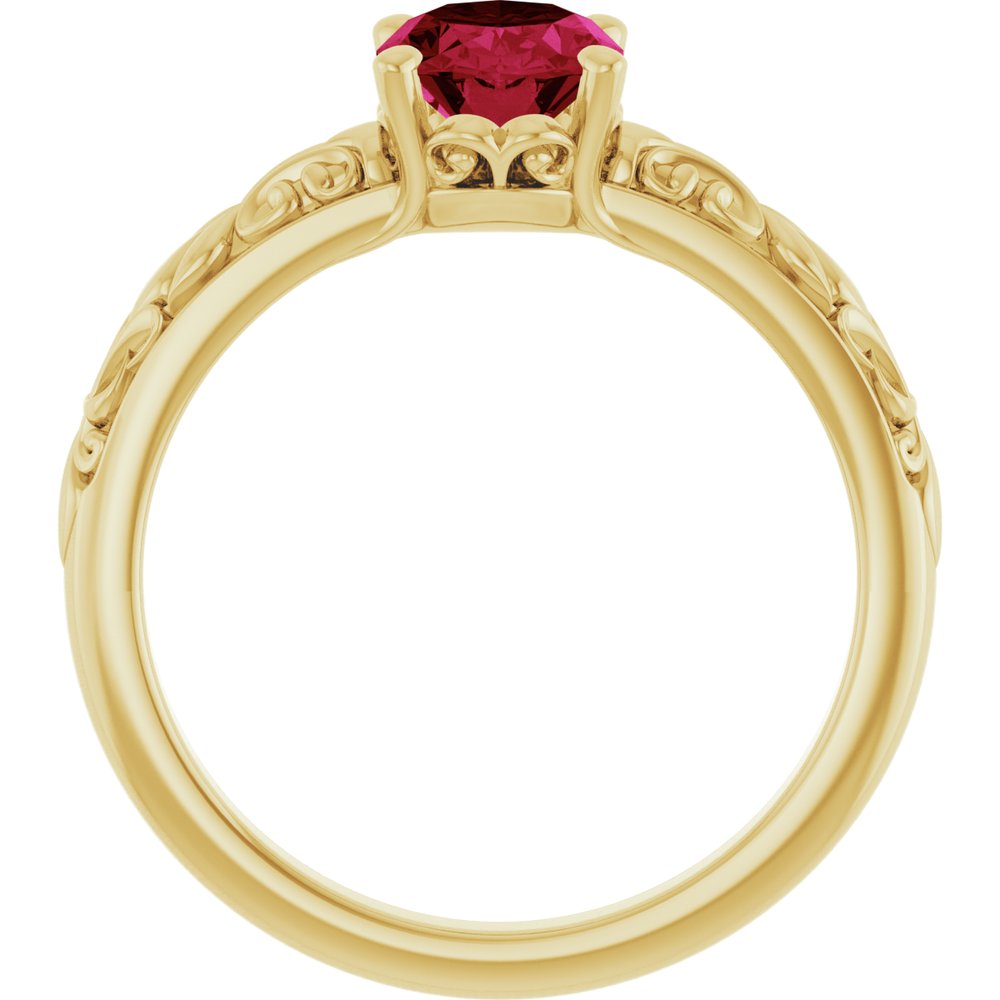 14K Yellow Gold Lab-Grown Ruby Ring