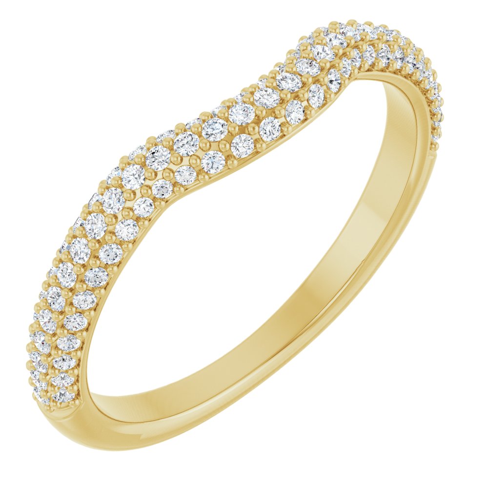 14K Yellow 1/4 CTW Natural Diamond Pavé-Style Contour Band