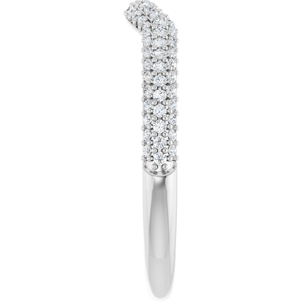 14K White Gold 1/4 CTW Natural Diamond Pavé-Style Contour Band