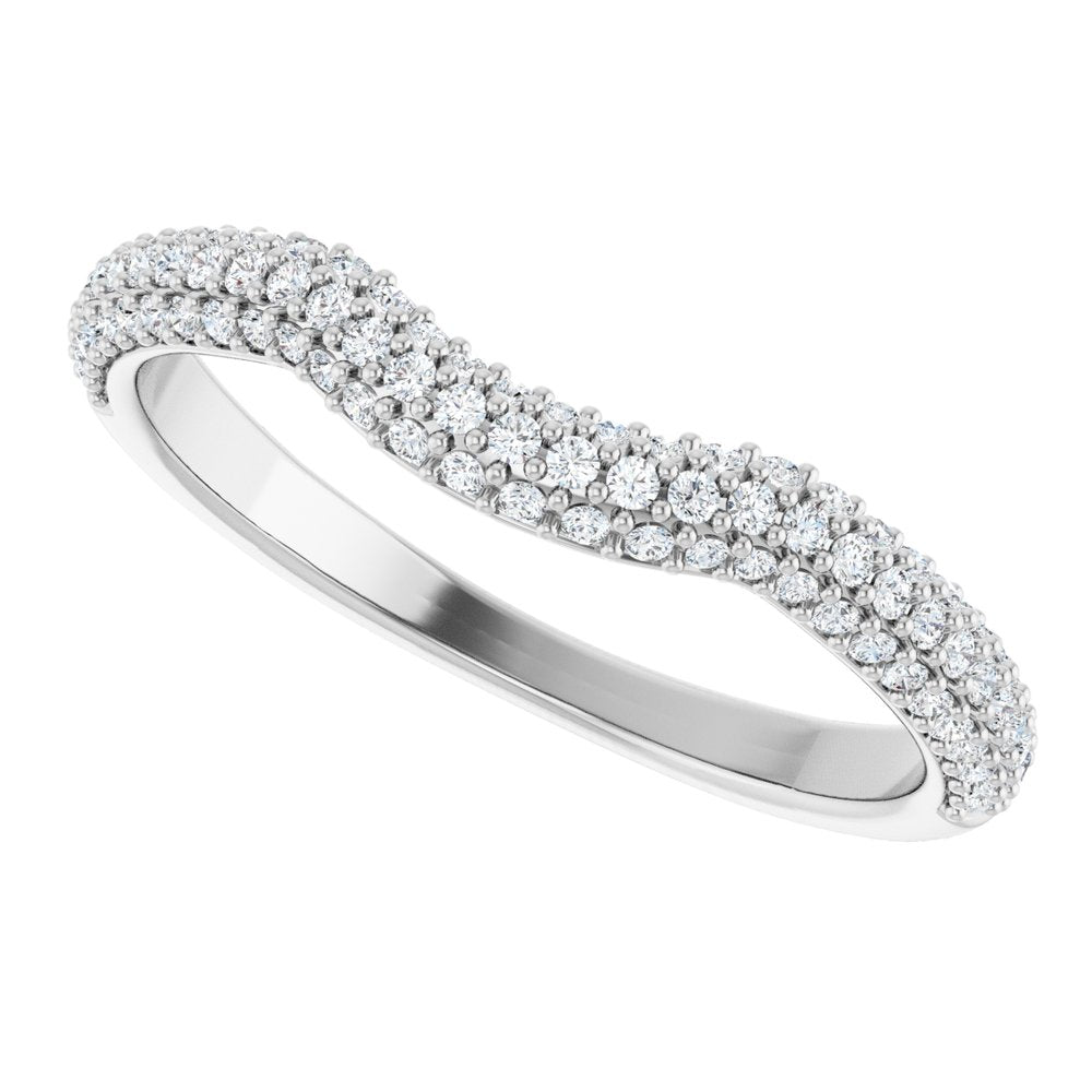 14K White Gold 1/4 CTW Natural Diamond Pavé-Style Contour Band