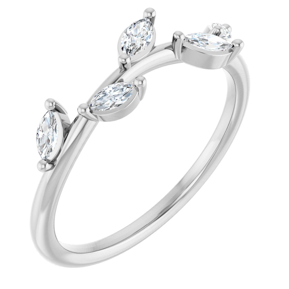 14K White Gold 1/4 CTW Lab Grown Diamond Leaf Ring