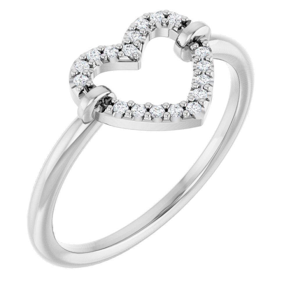 14K White Gold .07 CTW Natural Diamond Heart Ring