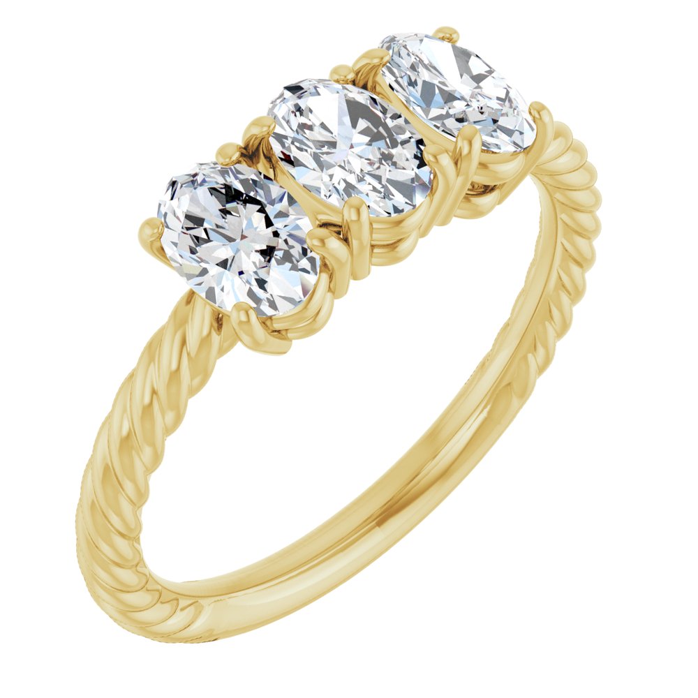 14K Yellow Gold 1 1/5 CTW Lab-Grown Diamond Three-Stone Ring