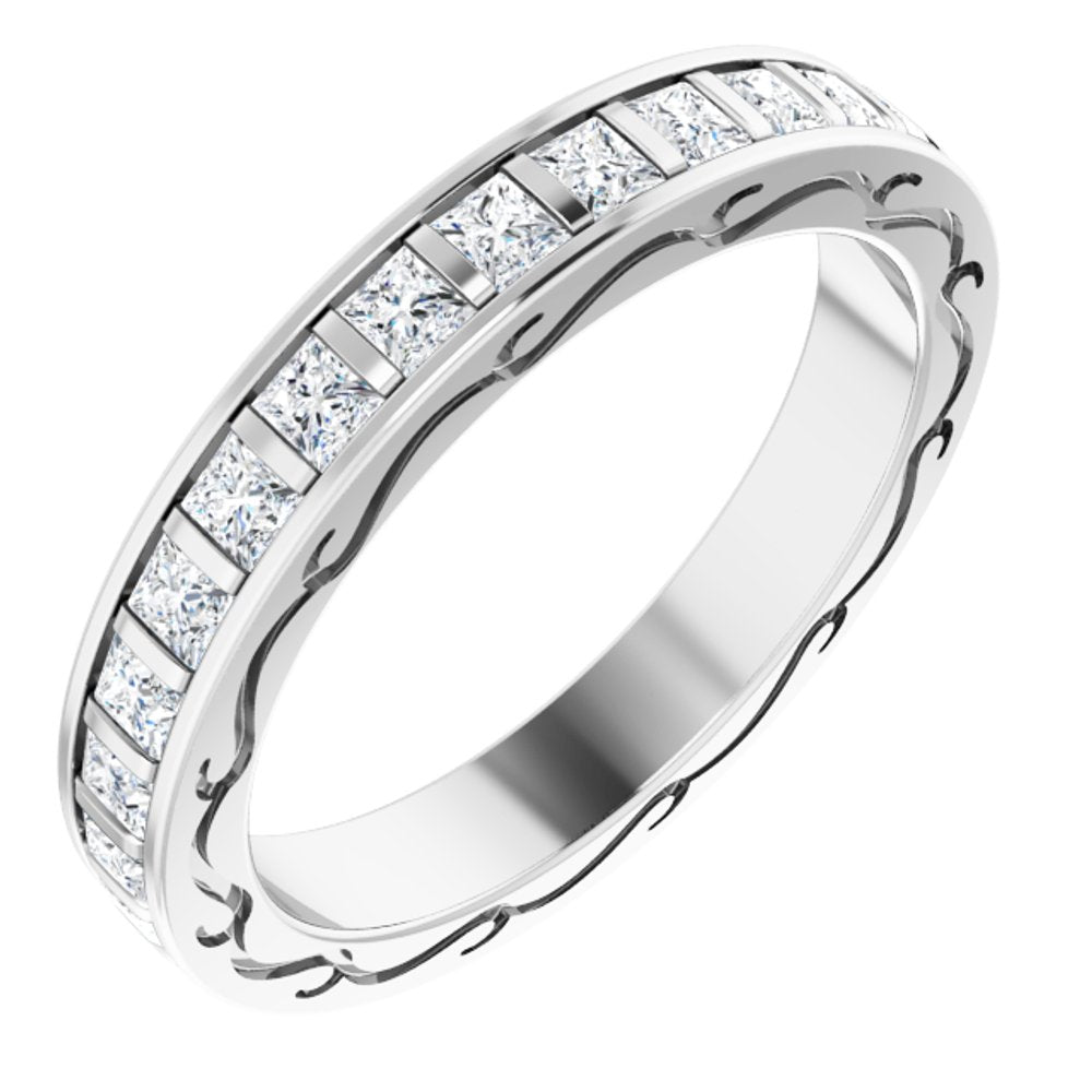 14K White 1 1/8 CTW Diamond Square Eternity Band Size 7
