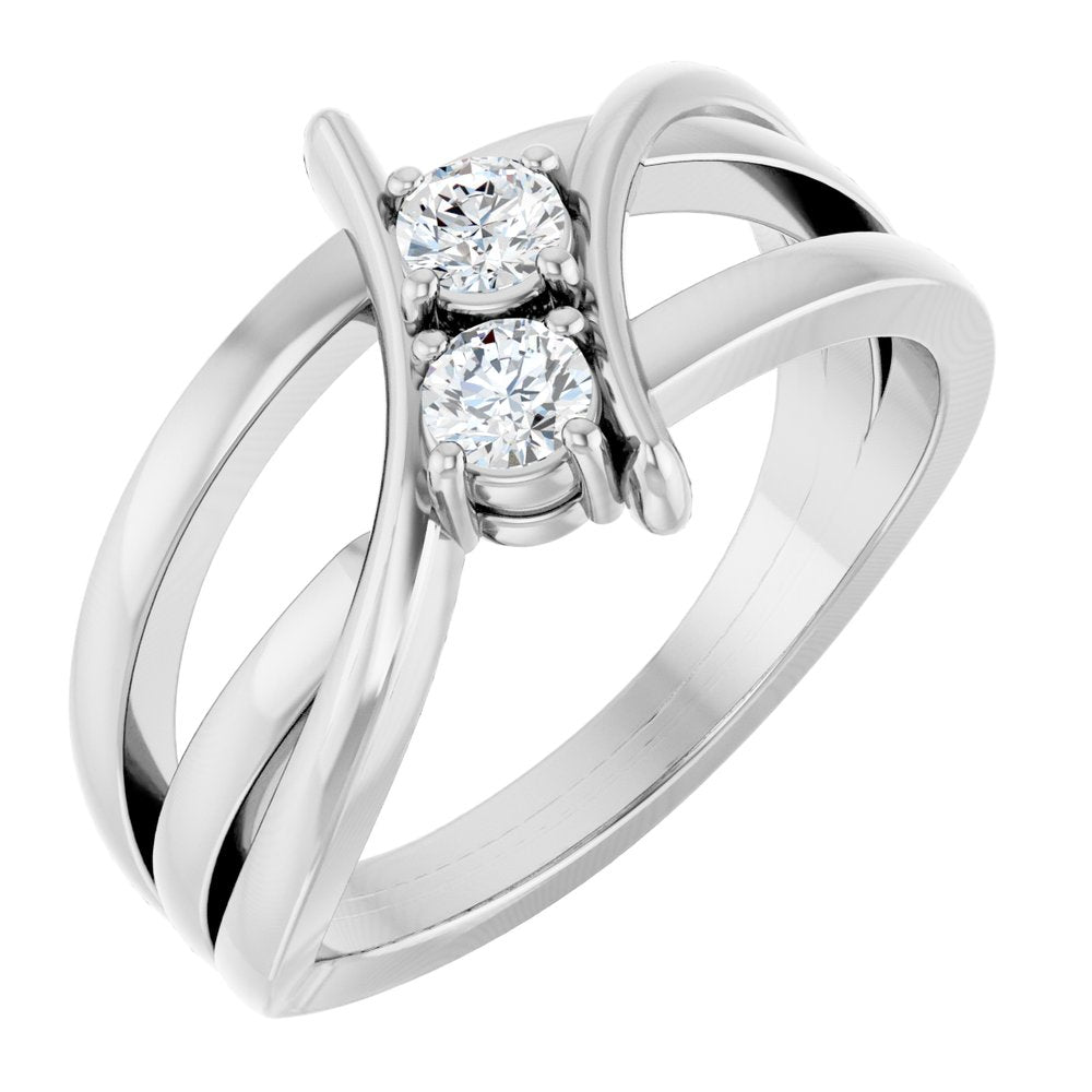 14K White Gold 1/4 CTW Lab-Grown Diamond Two-Stone Ring
