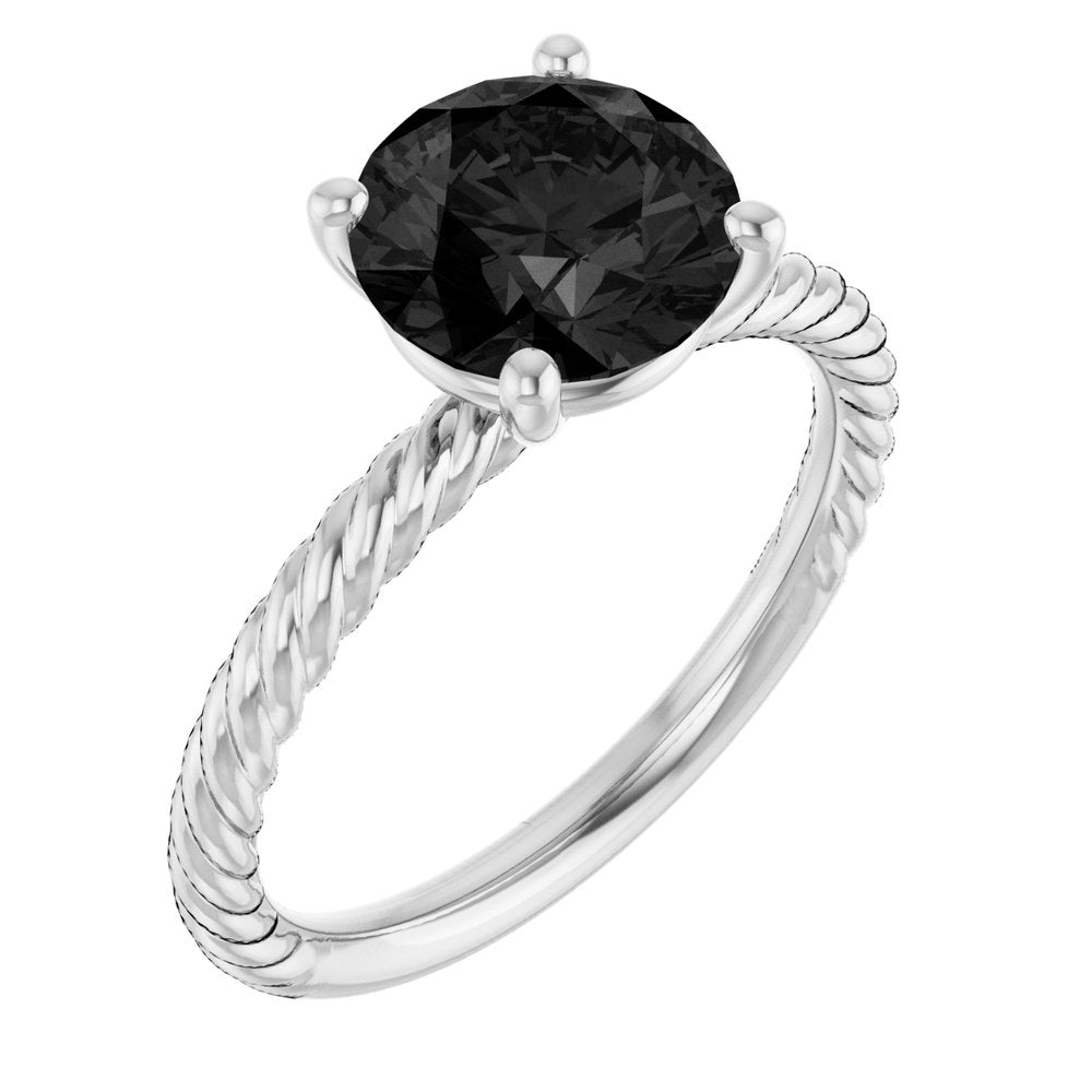 14K White Gold Natural Black Onyx Ring