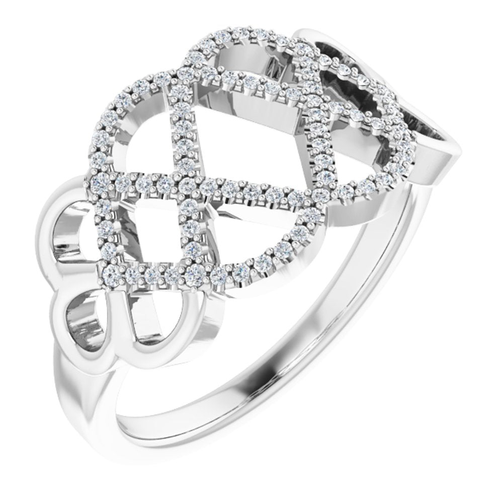14K White Gold 1/5 CTW Diamond Woven Ring